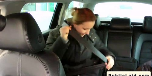Amateur gets huge dick up her ass in fake taxi