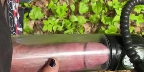 Huge Dick Pumped And Jerked - Cumshot In Public 