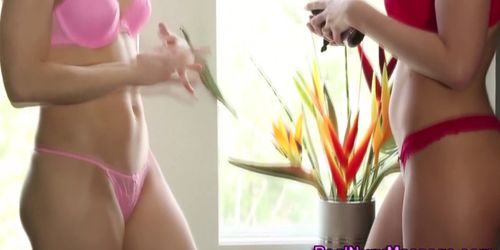Lesbian masseuse licking