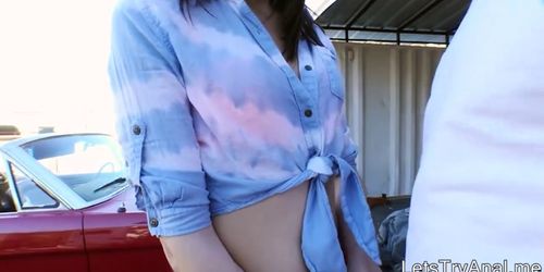 Tight GF anal fucked outdoors on camera
