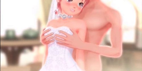 Симпатичная аниме-невеста, трахающаяся с хардоном, получает грязный камшот на лицо - видео 2