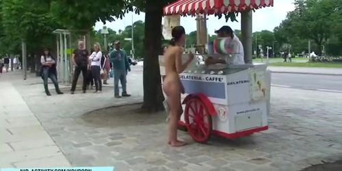 Sweet slim teen Daina naked on public streets