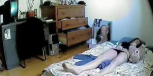 Slender bodied amateur masturbating on hidden cam