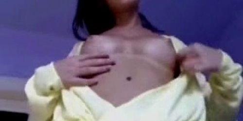 Sexy small tit teen plays and teases on cam