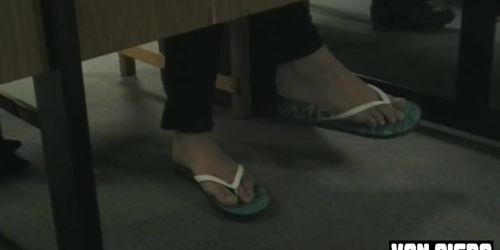 candid library flip flops dangling