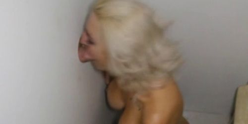 Platinum Blonde Bimbo Sucking Dick And Fucked At Glory Hole