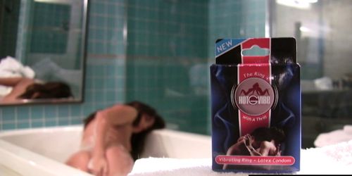 HOT G VIBE - Cute Brunette fingers her hole in the bathtub