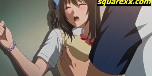 Anime teen shows pussy and fucks