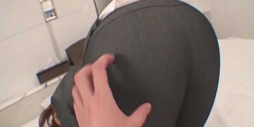 Japanese Woman Puts on a Grey Pants Color (Fetish)