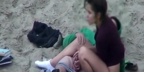 Teen couple fucking in beach