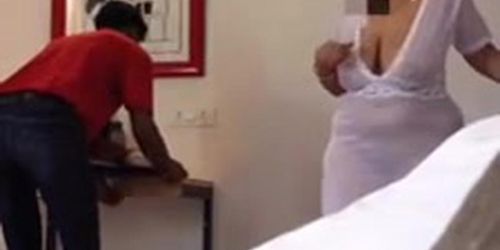 Indian women flashing room service guy