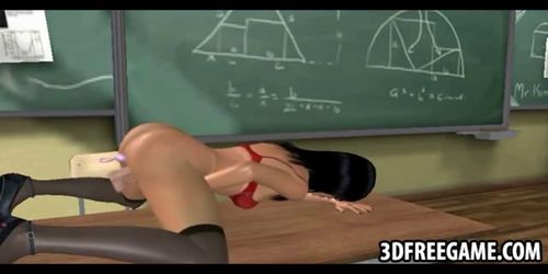 Hot brunette 3d slut gets fucked by real and invisible person