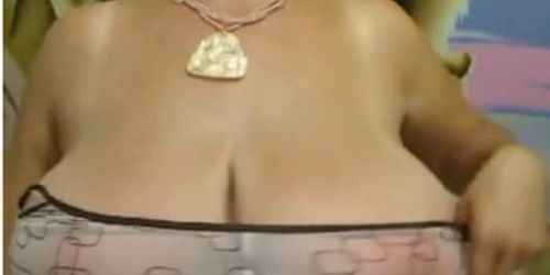 Sweet fat big nippled mature black tits striped on webcam