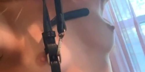 POV older man with tiny girl  pussy slave on a leash No jerking off till he sees her 