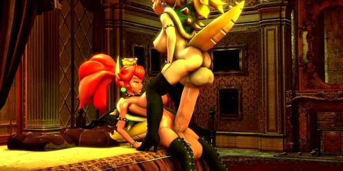 Futa Double Bowsette dick docking