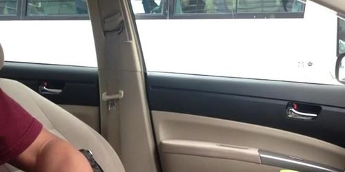 Car cock flash for mature woman on bus