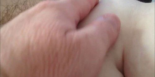 Teasing a hairy MILF's pussy