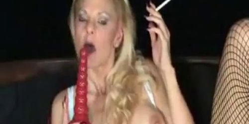 Smoking Mature blonde masturbating