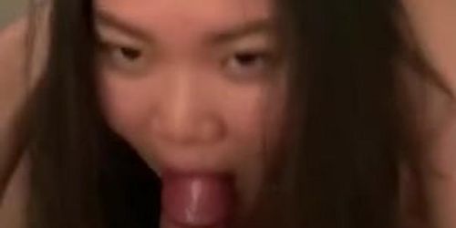 POV Asian petite teen gf sensual blowjob