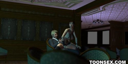 Sexy 3D cartoon stripper babe getting fucked hard