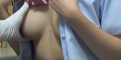 Japanese schoolgirls under full medical checkup on spy cam