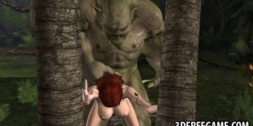 3D redhead elf gets fucked in the woods by an orc