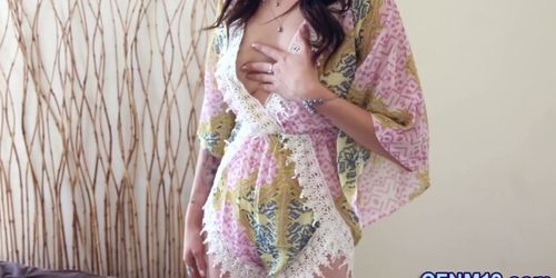 Sucking clothed teenager gets spermed