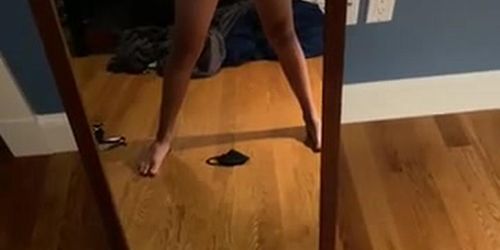 18th birthday teen jerks off in mirror for daddy