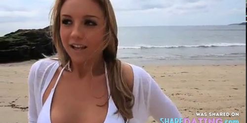 Dionne Daniels strips on the beach - video 1