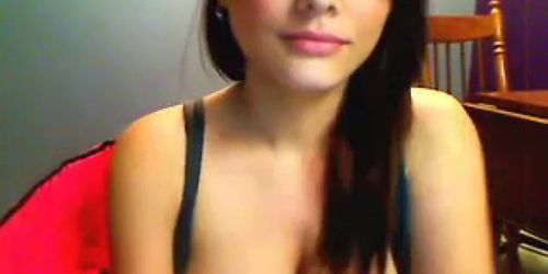 Busty model strips and plays on cam - video 1