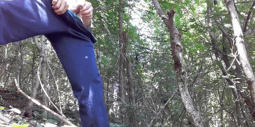 Long piss in the forest. Outdoor pissing 