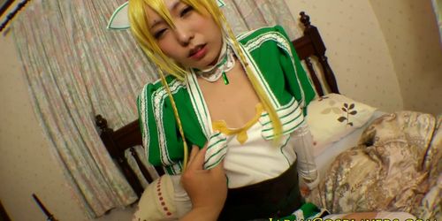 Japanese cosplay babe fondled in closeup video