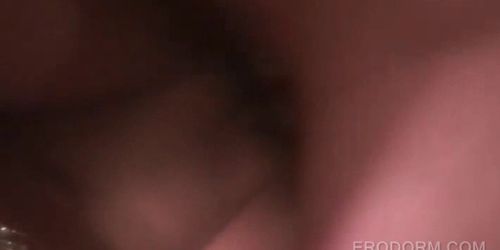 Hot blonde in college fucking two dicks at once in group sex