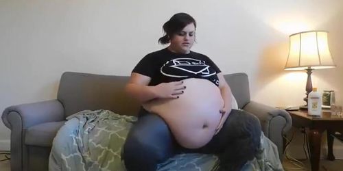 Ssbbw rubbing huge stuffed belly