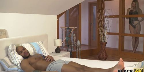 BLACK4K. Karina Grand in lacy underwear makes love to black stranger