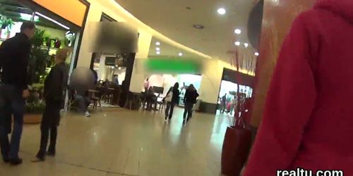 Attractive czech kitten was tempted in the mall and banged in pov