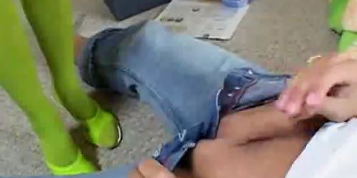 Green Pantyhose Footjob