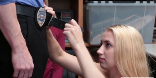 Shoplifter Sierra Nicole gets fuck in front of Stepmom