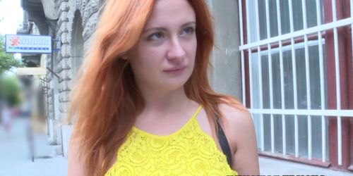 Pulled redhead pussy screwed in a truck