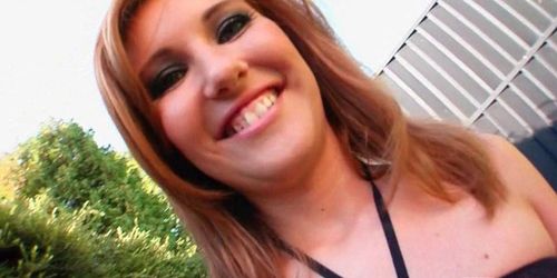 Funny lady shows off her big natural boobs