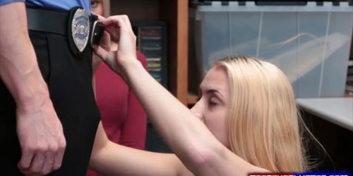 Teen blonde Sierra Nicole has to fuck guard for mom freedom