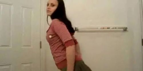 while she strips and touches her pussy in the bathroom - video 2