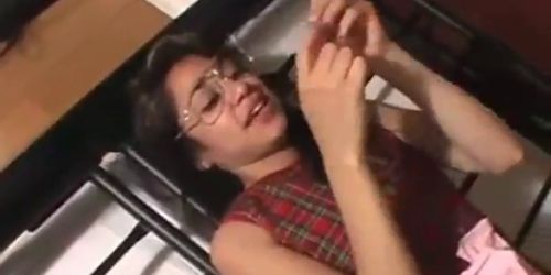 Pretty Asian geek with glasses part2 - video 1