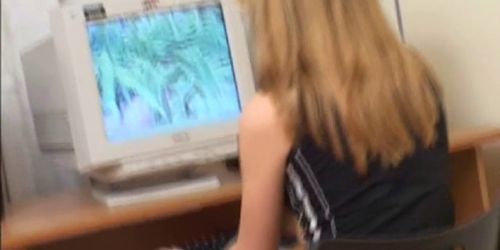 Pigtailed gal fingers snatch - video 13