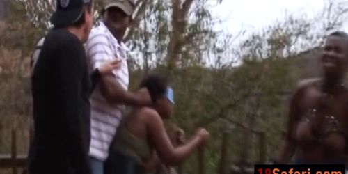 African chicks enjoy getting abused outdoors