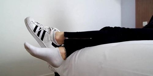 Sexy Feetplay in White Ankle Socks