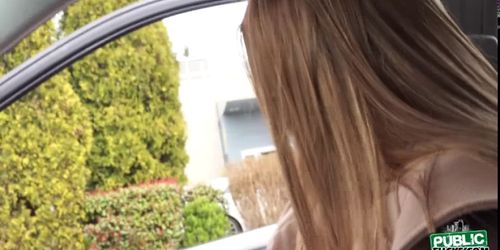 Pretty babe Olivia getting fucked hard by a stranger inside the car