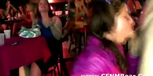 CFNM guy sucked in public by amateur party babes