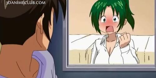 Busty 3d anime girl giving tit job gets jizzed all over