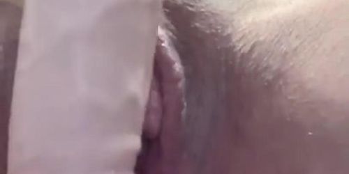 Horny morning dildo fuck, with creamy pulsating orgasm 